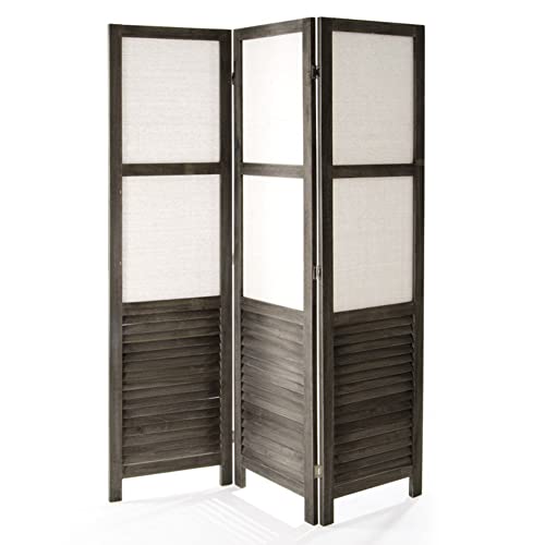 VERDELOOK 3-flügeliger Paravent Turandot aus Holz und Stoff mit Scharnieren, 132x6x170 cm von VERDELOOK