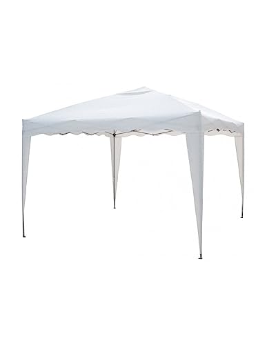 VERDELOOK Faltbarer Pavillon aus Metall, Abdeckung aus Polyester, weiß, 3 x 3 m, tragbar, mit Tasche im Lieferumfang enthalten von VERDELOOK