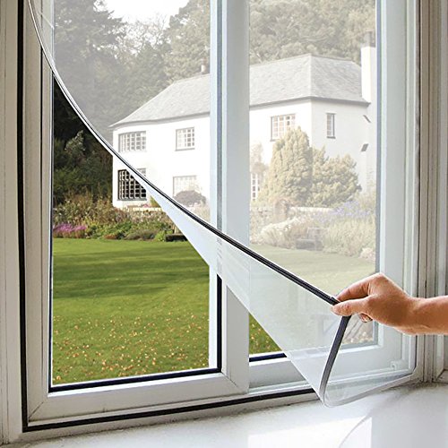 VERDELOOK Polyester-Moskitonetz mit Klettverschluss für Türen und Fenster, 150x180 cm, schwarz von VERDELOOK