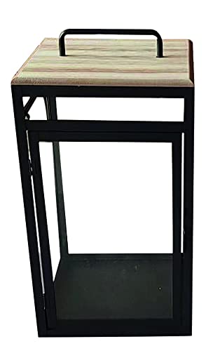VERDELOOK Oslo Laterne aus lackiertem Metall mit Holzoberseite und Glas, 20 x 20 H 39 cm, schwarz und Naturholz VERDELOOK Oslo Laterne aus lackiertem Metall mit Holzoberseite und Glas, 20 x 20 H 39 cm, schwarz und Naturholz von VERDELOOK