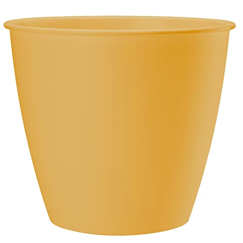 VERDENIA Azalia Blumentopf Leichter Blumenkübel Balkonblumentopf Dekorativer Topf für Pflanzen für Innen und Außenbereich Pflanztopf aus Kunststoff Runder Viele Farben 13x12cm Senf von VERDENIA