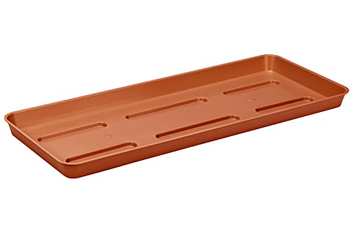 VERDENIA Blumentopf Untersetzer Draco - Blumenuntersetzer für Pflanzen und Kräuter Blumentopfuntersetzer für Außen - aus Kunststoff - Leicht und Stabil - Rechteckig - 40x15x2,5cm - Terracotta von Surdefens