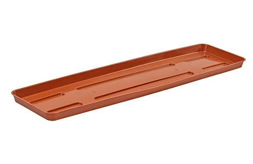 VERDENIA Blumentopf Untersetzer Draco - Blumenuntersetzer für Pflanzen und Kräuter Blumentopfuntersetzer für Außen - aus Kunststoff - Leicht und Stabil - Rechteckig - 60x15x2,5cm - Terracotta von VERDENIA