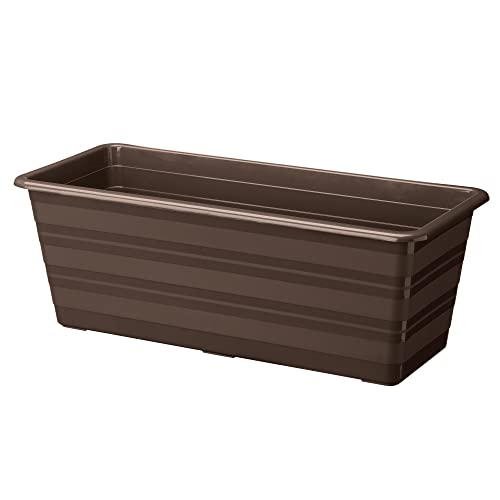 VERDENIA Blumentopf Draco - Balkonblumentopf - Blumenkübel - Dekorativer Topf für Pflanzen für Außenbereich - Pflanztopf aus Kunststoff - Balkon Garten Viele Farben - 40x17,1x14cm - Braun von VERDENIA