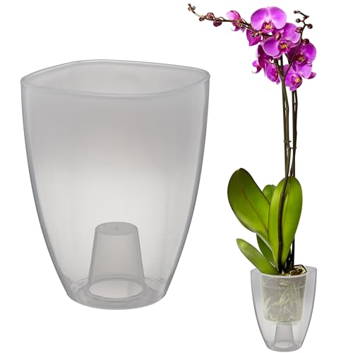 VERDENIA KAJA Orchideentopf – Minimalistisches Design – Leicht, für den Innenbereich, Hochwertiges Polypropylen, Transparente Oberfläche – Praktisch und Funktional – 12x12x17cm – Transparent von VERDENIA