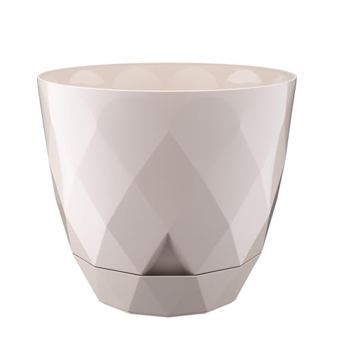 VERDENIA KARO Runde Blumentöpfe – Leicht, für Drinnen und Draußen, Modernes Design, Hochwertiges Kunststoffmaterial, 2er-Set – 22x22x19,3cm – Beige von VERDENIA