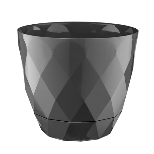 VERDENIA KARO Runde Blumentöpfe – Leicht, für Drinnen und Draußen, Modernes Design, Hochwertiges Kunststoffmaterial, 2er-Set – 27,5x27,5x24cm – Anthrazit von VERDENIA