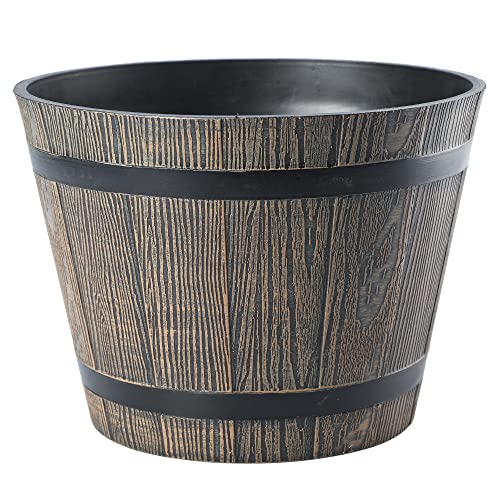 VERDENIA Madera Blumentopf Leichter Blumenkübel Balkonblumentopf Dekorativer Topf für Pflanzen für Innen und Außenbereich Pflanztopf aus Kunststoff 30cm 21573 Dunkelbraun von VERDENIA