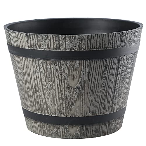 VERDENIA Madera Blumentopf Leichter Blumenkübel Balkonblumentopf Dekorativer Topf für Pflanzen für Innen und Außenbereich Pflanztopf aus Kunststoff 30cm 21573 Dunkelgrau von VERDENIA