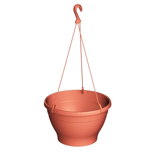 VERDENIA Melrose Hängender Blumentopf – Elegantes und Langlebiges Design – Leicht, Drinnen und Draußen, Wetterbeständig – 26 cm Durchmesser, 26x26x60cm – Terrakottafarbe von VERDENIA