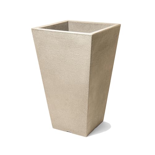 VERDENIA Mila Blumentopf – Moderne Dekoration für Innen- und Außenbereiche – Schönes Design und Robuste Konstruktion – für Verschiedene Pflanzenarten – 24x24x35cm, 12L, Beige von VERDENIA