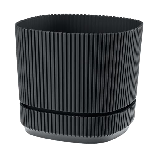 VERDENIA PERA Blumentopf mit Speziellen Untersetzern – Leicht, für den Innen- und Außenbereich, Hochwertiges Synthetisches Material, Stilvolle Matte Oberfläche – 17x17x15cm – Anthrazit VERDENIA PERA Blumentopf mit Speziellen Untersetzern – Leicht, für den Innen- und Außenbereich, Hochwertiges Synthetisches Material, Stilvolle Matte Oberfläche – 17x17x15cm – Anthrazit von VERDENIA