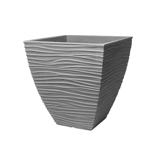 VERDENIA Sand Quadratischer Blumentopf – für den Innen- und Außenbereich, Langlebiges Design mit Moderner Sandstruktur – Robustes Synthetisches Material – 40x40x42cm- 40l Capacity – Grau von VERDENIA