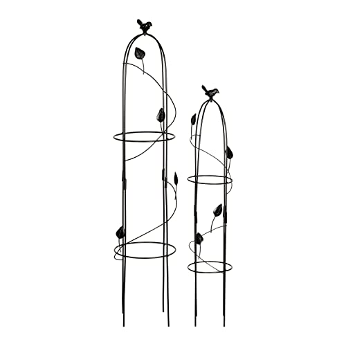 VERDOBA Obelisk Rankhilfe Metall - 2er-Set Rankenhilfe für Pflanzen - freistehende Rankhilfe Gitter Metall in schwarz mit verspielten Design von VERDOBA