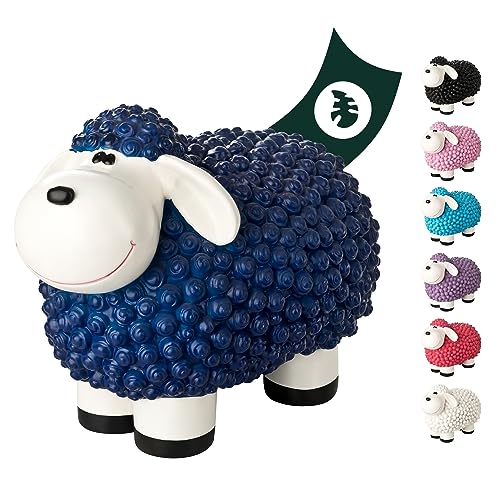 VERDOBA Mini Deko Schaf für den Garten, wetterfest - blaues Deko-Schaf Molly - Gartenfigur Schafe Gartendeko außen Dekofiguren (Blau) von VERDOBA