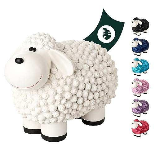 VERDOBA Mini Deko Schaf für den Garten, wetterfest - weißes Deko-Schaf Molly - Gartenfigur Schafe Gartendeko außen Dekofiguren (Weiß) von VERDOBA