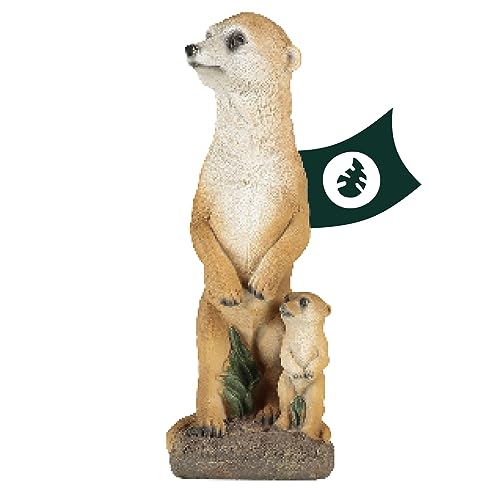 VERDOBA - Erdmännchen Gartenfigur Mutter mit Baby aus Kunstharz - Wetterfeste Gartenfiguren für draußen - Handbemalte Erdmännchen Deko - Deko Gartenfigur für den Außenbereich von VERDOBA