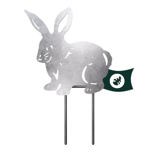VERDOBA Kaninchen Gartenstecker - Silberne Hasen Garten Deko - Deko Hasen Gartenstecker - Osterhasen Deko aus Eisen in Antikfinish - Metallfiguren Garten - Deko für den Garten, Balkon & Terrasse von VERDOBA