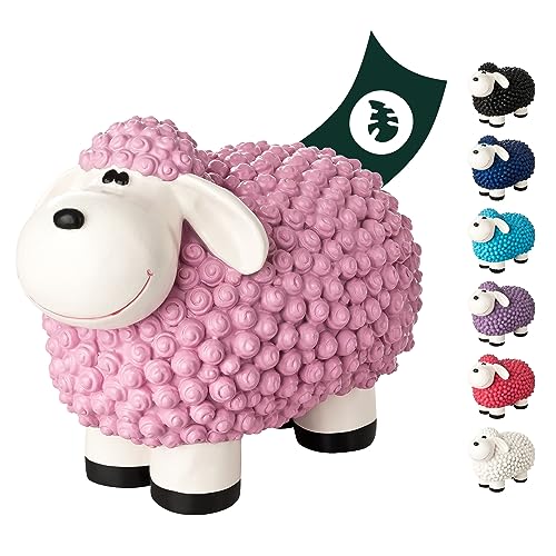 VERDOBA Mini Deko Schaf für den Garten, wetterfest - pinkes Deko-Schaf Molly - Gartenfigur Schafe Gartendeko außen Dekofiguren (Pastell Pink) von VERDOBA