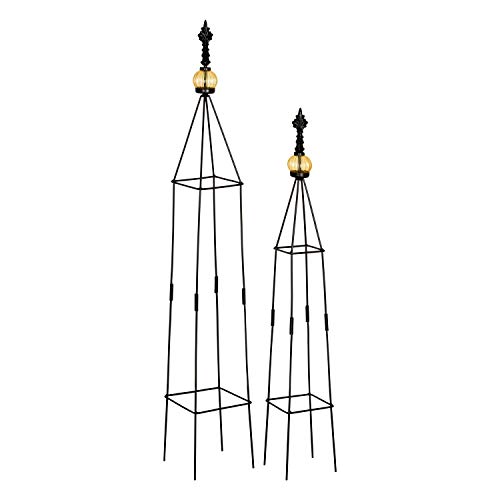 VERDOBA Obelisk Rankhilfe Metall - 2er-Set Rankenhilfe für Pflanzen (Schwarz, Lambert) von VERDOBA