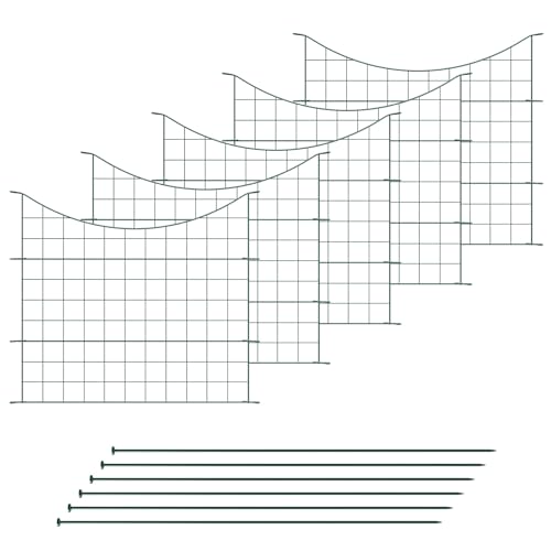 VERDOBA Teichzaun Gartenzaun Komplettset - Gartenzaun Metall 5 Zaunelemente - Zaun für den Garten, Gitterzaun Set Unterbogen Zaun Garten - Zaun für Hunde (5X Unterbogen, Grün - RAL 6005) von VERDOBA
