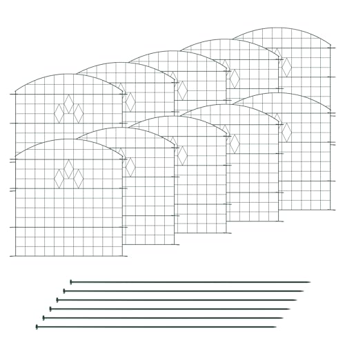 VERDOBA Teichzaun Gartenzaun Komplettset - Metall 10 Zaunelemente - Gitterzaun Set Oberbogen Zaun Garten - für Hunde (10x Oberbogen, Grün - Diamanten) von VERDOBA