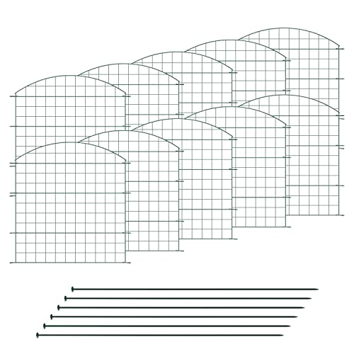 VERDOBA Teichzaun Gartenzaun Komplettset - Metall 10 Zaunelemente - Zaun für den Garten, Gitterzaun Set Oberbogen - für Hunde (10x Oberbogen, Grün - RAL 6005) von VERDOBA