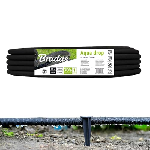 VERDONE Tropfschlauch (Perlschlauch) AQUA-DROP 1/2" 50m Set mit 50 Befestigungsankern – Wassersparend bis 70%, UV-beständig, gleichmäßig von VERDONE