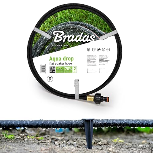 VERDONE Tropfschlauch (Perlschlauch) AQUA-DROP 1/2" 7,5m Set mit 50 Befestigungsankern – Wassersparend bis 70%, UV-beständig, gleichmäßig von VERDONE