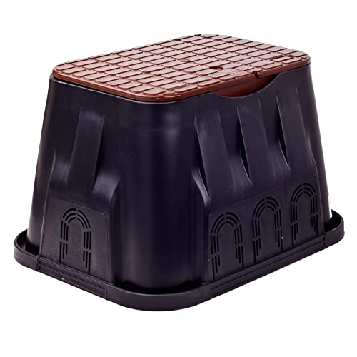 VERDONE Ventilbox Ventilkasten VB viereckig Standard 4er-Ventilbox schwarzes Gehäuse u. braune Decke Bewässerungsbox Verteilerkasten für alle Bewässerungsventile von VERDONE