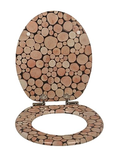 VEREG MDF WC Sitz Tree Stumps mit Edelstahlscharnieren, Toilettendeckel mit Holzkern (MDF), angenehmer Sitzkomfort, max. belastbarkeit bis 175 kg von VEREG