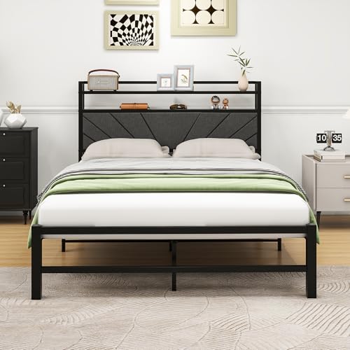 VERFARM Polsterbett 120 x 200 cm Bettgestell Einzelbett Doppelbett Designbett mit Lattenrost Starke Stahllattenhalterung, Bettrahmen 120x200, Gepolstertes Bettgestell Jugendbett von VERFARM