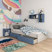 Veriaffari.it - Einzelbett 1660 hellblau mit ausziehbarem Nachttisch von VERIAFFARI.IT