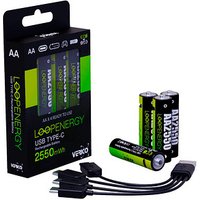 4 VERICO USB-Akkus mit Ladekabel LoopEnergy AA2550 Mignon AA 1700 mAh von VERICO