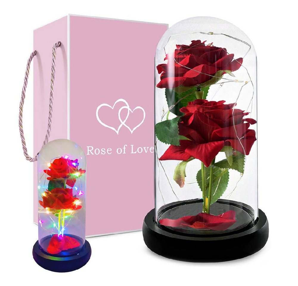 VERK GROUP Geschenkbox Ewige Rose im Glas mit Licht, Rose Geschenke für jeden Anlass für Frau von VERK GROUP