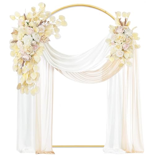 VERMIS Künstliche Hochzeitsbogen-Blumen-Set, 2 Stück Blumengirlanden Und 2 Stück Halbtransparente Chiffon-vorhänge, Hochzeits-heimdekorationszubehör von VermiS