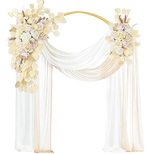 VERMIS Wiederverwendbares Hochzeitsbogen-Blumen-Set(4er-Set) – 2 Künstliche Arbor-blumenarrangement Mit 2 Chiffon-Stoffen Für Zeremonie Empfang Hintergrund Dekoration von VERMIS