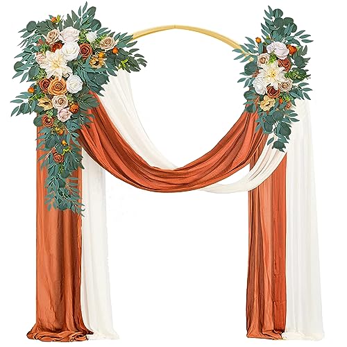 VERMIS Wiederverwendbares Hochzeitsbogen-Blumen-Set(4er-Set) – 2 Künstliche Arbor-blumenarrangement Mit 2 Chiffon-Stoffen Für Zeremonie Empfang Hintergrund Dekoration von VERMIS