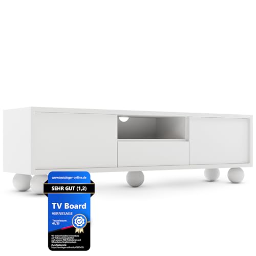 VERNESAGE TV Board – Fernseher-Lowboard [mit Buchenholz-Füßen] & Schrank mit Kabelmanagement - Sideboard für Wohnzimmer | TV-Tisch, Kommode, Fernseh-Regal | Modern Living Room Cabinet von VERNESAGE