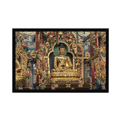 VERO HOME 13737 Fußmatte | Motiv Orte Goldener Buddha | Für Ihren Eingangs-Bereich | Maße: 60 x 40 cm von VERO HOME