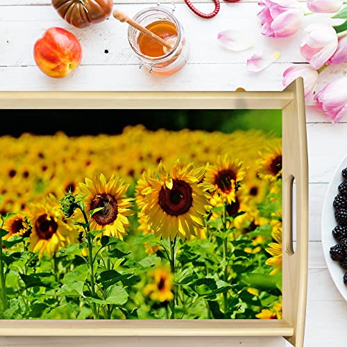 VERO HOME 13365 Holz-Tablett | Motiv Natur Sonnenblume | Servier-Tablett für jeden Anlass | Maße: 48 x 36 cm von VERO HOME