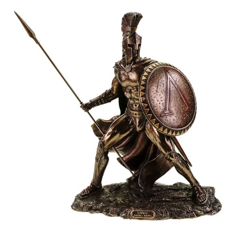 Veronese Leonidas mit Schild und Speer Figur Feldherr Spartaner bronziert von Veronese
