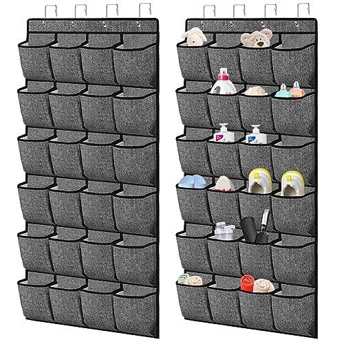 VERONLY 2 Stück Organizer über der Tür für Schuhe,Schuhorganizer Große 48 Taschen Schuhaufbewahrung Hängend mit 4 Haken für Herren Sneakers,Absätzen,Hausschuhe Schwarz(61,4x22 inch/156cmx55.8cm) von VERONLY