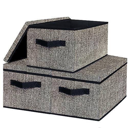 VERONLY Aufbewahrungsboxen mit Deckel, große Aufbewahrungskörbe für Regale, faltbarer Stoff-Aufbewahrungsbehälter, faltbarer Würfel-Organizer für Schränke, Kleidung, 37.1x25.9x22.1 cm (schwarz) von VERONLY