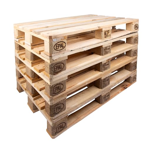 5 Europaletten aus Holz | je 120x80cm | neue Holzpaletten EPAL | IPPC behandelt | Paletten Bretter frei von Baumkanten & außen gefasst von VERPACKUNGSFUXX