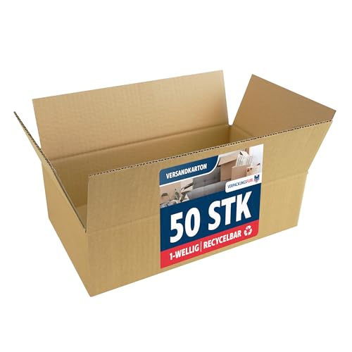 VERPACKUNGSFUXX Faltkarton 50 Stück | 35 x 20 x 10 cm | braune Kartons zum Verschicken | stabile Versandkartons aus Wellpappe | Päckchen DHL VERPACKUNGSFUXX Faltkarton 50 Stück | 35 x 20 x 10 cm | braune Kartons zum Verschicken | stabile Versandkartons aus Wellpappe | Päckchen DHL von VERPACKUNGSFUXX