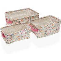 Set of Körbe versa Textil Blumen 18 x 14 x 28 cm von VERSA
