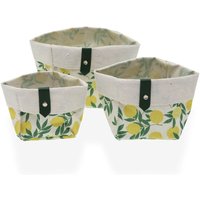 Set of Körbe Versa Textil Zitrone 14 x 14 x 14 cm von VERSA
