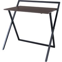 34″ Easton Moderner klappbarer Computertisch aus Holz für das Heimbüro, Arbeitszimmer, Schreibtisch mit Kreuzbeinen aus Metall in Braun/Schwarz von TEAMSON HOME