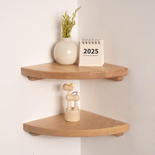 VERSWOOD Schwebendes Eckregal aus massivem Eichenholz (Eiche, 20,3 cm, 2 Stück) von VERSAWOOD
